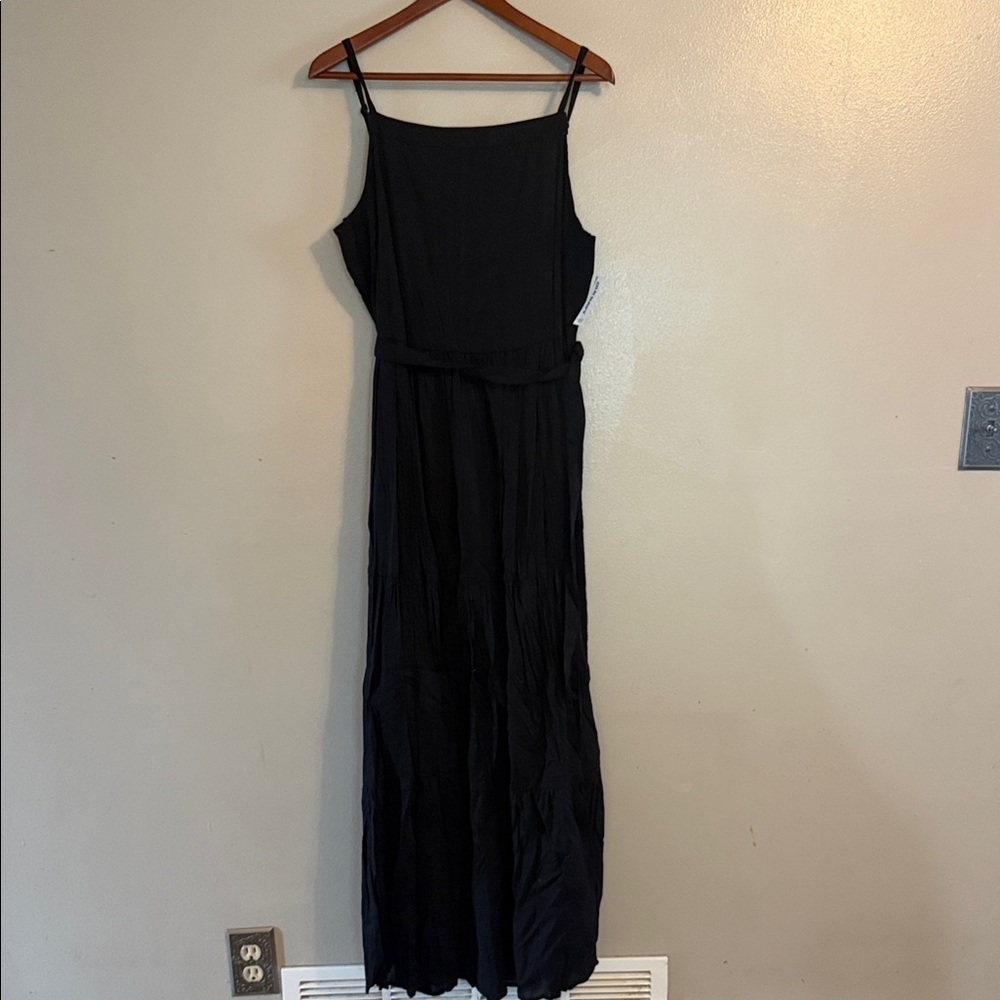 Old Navy Black Spaghetti-Strap Maxi Dress with Waist Tie